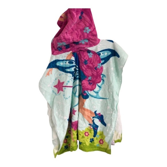 Kids hooded pullover princess castle mermaid‎ print swim beach towel poncho new - Picture 9 of 10